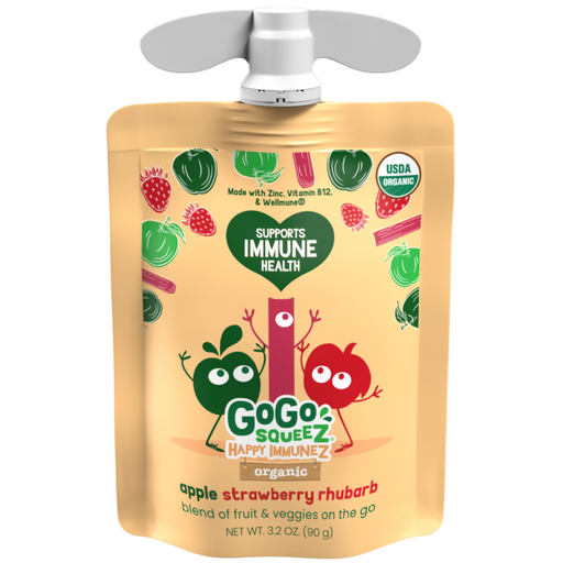 [207182-BB] GoGo Squeez Apple Strawberry Rhubarb Organic Squeezable Fruit 3.2oz