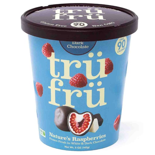 [208171-BB] Tru Fru Frozen Raspberries In White & Dark Chocolate 5oz