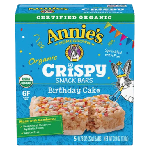 [208178-BB] Annie's Organic Crispy Birthday Cake Snack Bars 3.9oz