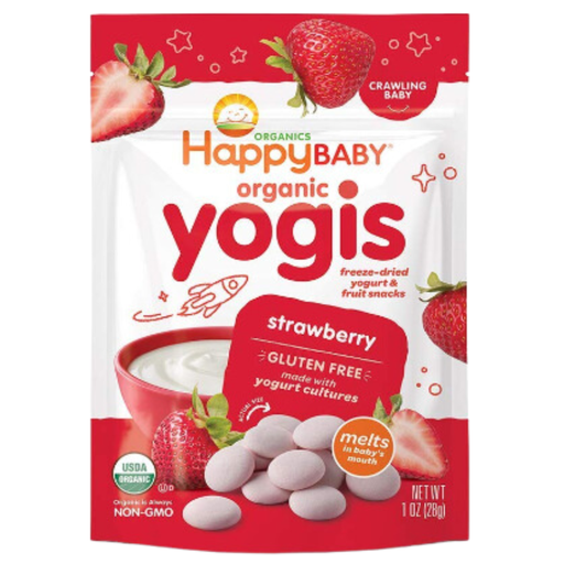 [208259-BB] Happy Baby Organic Yogis Fruit Snack Strawberry 1oz