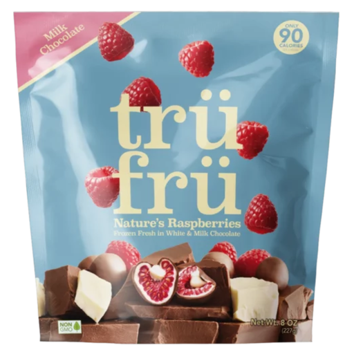 [208269-BB] Tru Fru Nature's Raspberries Hyper Chilled In White And Milk Chocolate 8oz