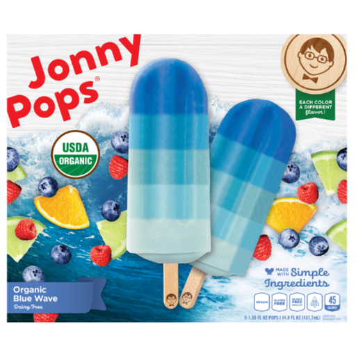 [208274-BB] Jonny Pops Organic Blue Wave Ice Pops 14.8oz