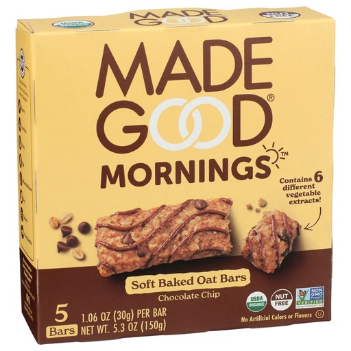 [208531-BB] Made Good Organic Soft Baked Oat Bars Chocolate Chip 5.3oz