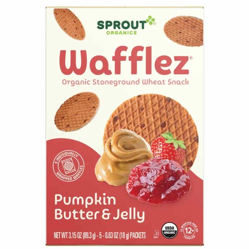 [208559-BB] Sprout Organic Wafflez Pumpkin Butter & Jelly 5 Pack 3.15oz