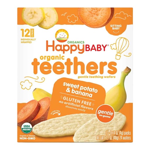 [208578-BB] Happy Baby Organic Teether Crackers Sweet Potato & Banana 1.7oz