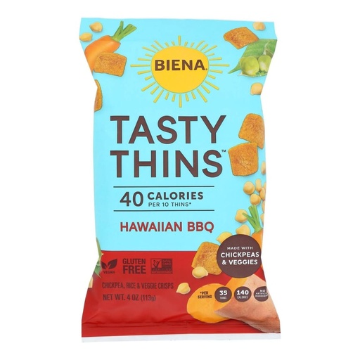 [208631-BB] Biena Tasty Thins Chickpeas And Veggies Crisps Hawaiian BBQ 4oz