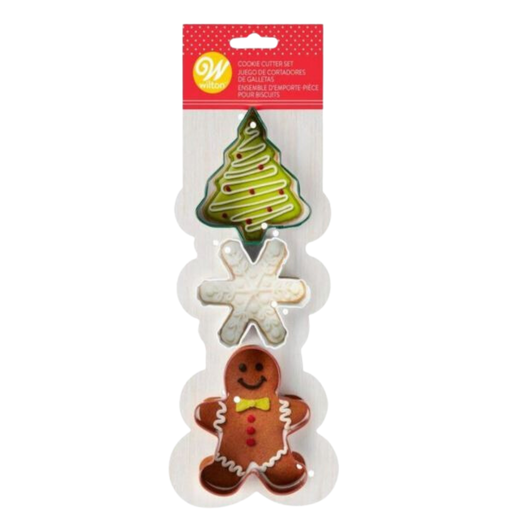 [208689-BB] Wilton Christmas Tree, Snowflake, & Gingerbread Cookie Cutter Set 3pc
