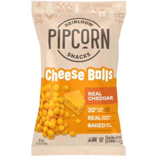 [208697-BB] Pipcorn Cheese Balls Real Cheddar 1oz