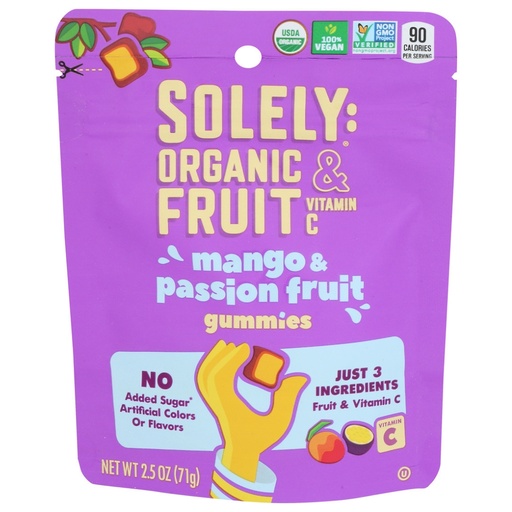 [208711-BB] Solely Organic Gummies Mango Passionfruit 2.5oz