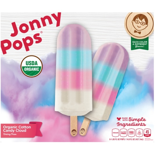 [208726-BB] Jonny Pops Organic Cotton Candy Cloud Frozen Bars 14.8oz