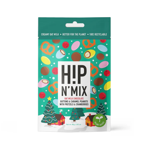[208767-BB] H!p 'N' Mix Vegan Oat Milk Chocolate Buttons & Caramel Peanuts with Pretzels & Cranberries Pouch 80g