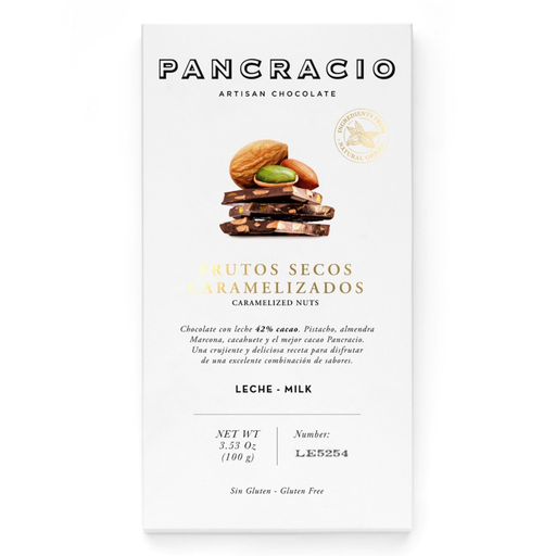 [208830-BB] Pancracio Caramelised Nuts Milk Chocolate Bar 100g