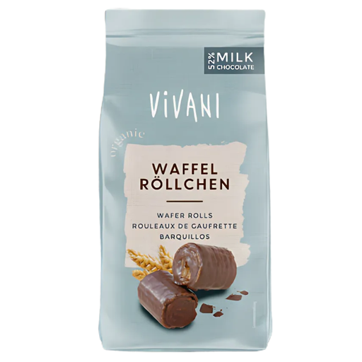 [208876-BB] Vivani Organic Milk Chocolate Wafer Rolls Pouch 125g