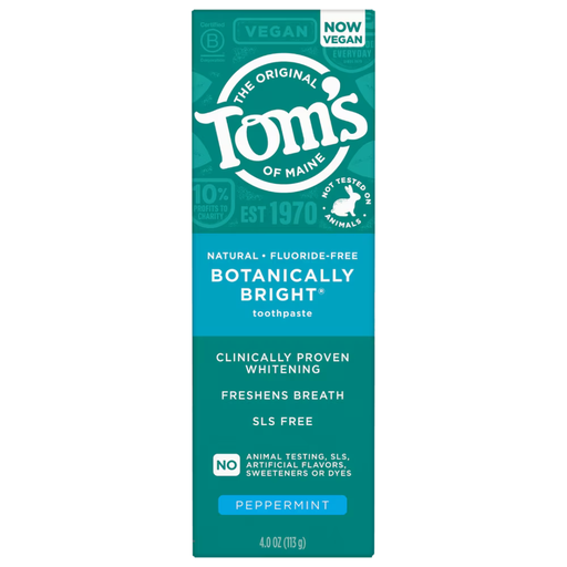 [209062-BB] Tom's Of Maine Botanically Bright Fluoride Free Toothpaste Peppermint 4oz