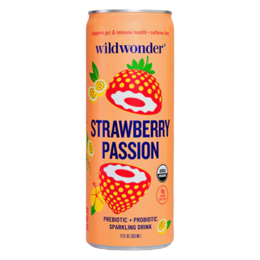 [209180-BB] Wildwonder Prebiotic + Probiotic Sparkling Drink Strawberry Passion 12oz