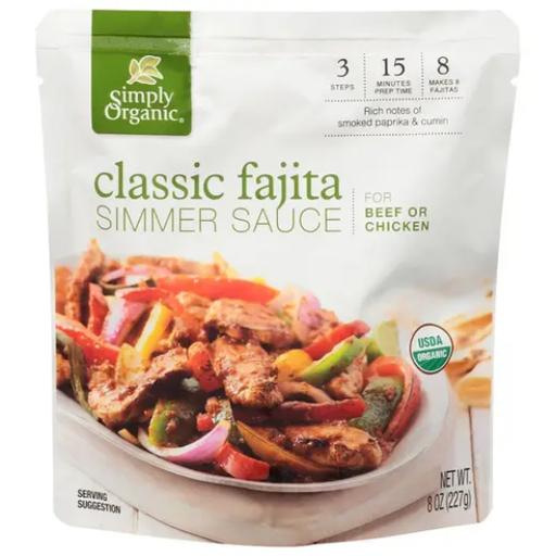 [209404-BB] Simply Organic Classic Fajita Simmer Sauce 8oz