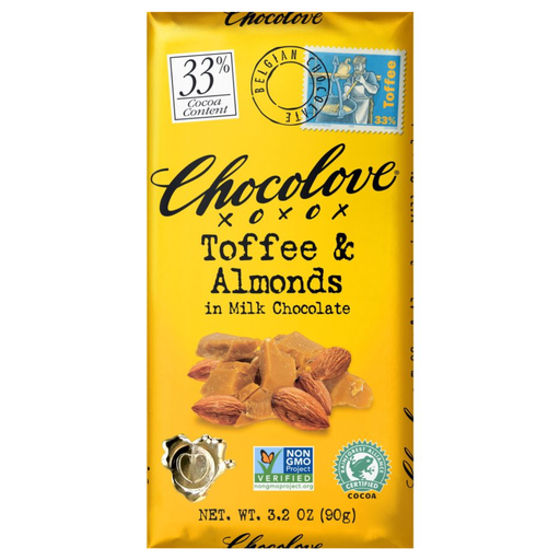 [209424-BB] Chocolove Toffee And Almonds In Milk Chocolate Bar 3.2oz