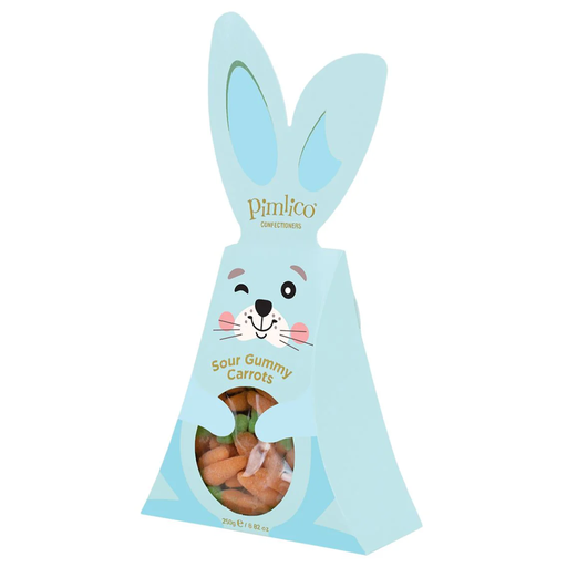 [209473-BB] Pimlico Bunny Box Of Fizzy Gummy Carrots 250g