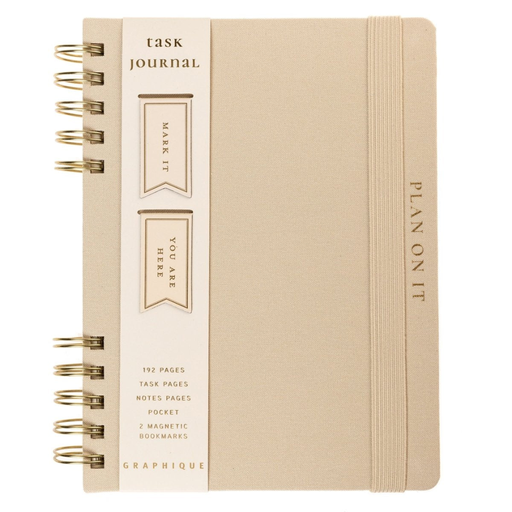 [209481-BB] Fabric Covered Journal With Bookmarks Taupe 6 x 8in