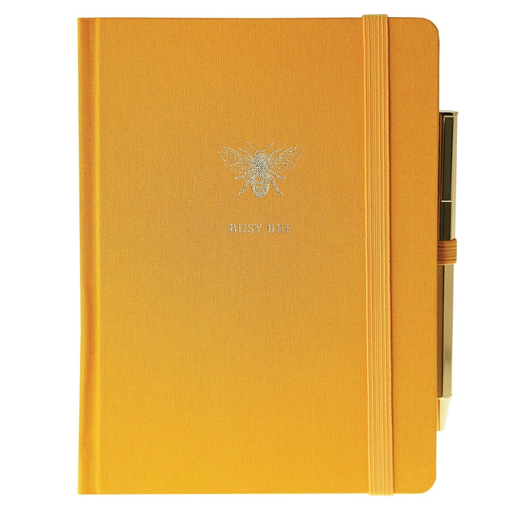 [209482-BB] Fabric Covered Journal With Pen Bee 6 x 8in