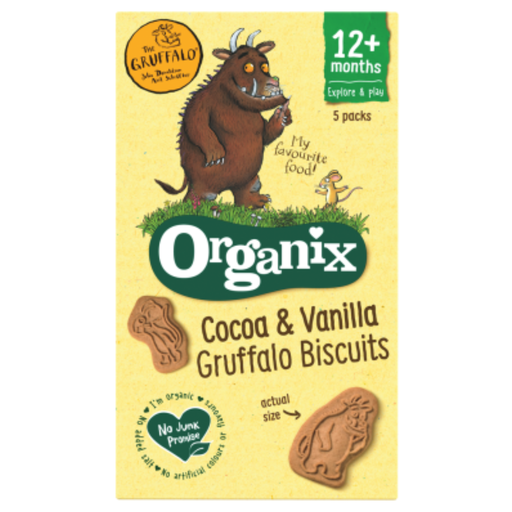 [200683-BB] Organix Gruffalo Biscuits Organic Cocoa and Vanilla Toddler Snack 5 x 20g
