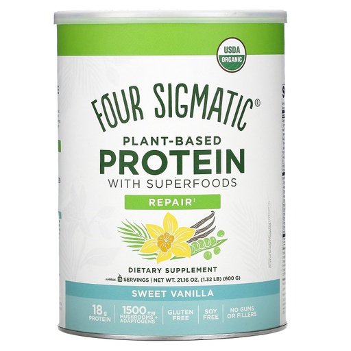 [201170-BB] Four Sigmatic Plant Based Superfood Protein Powder Sweet Vanilla 21.6oz