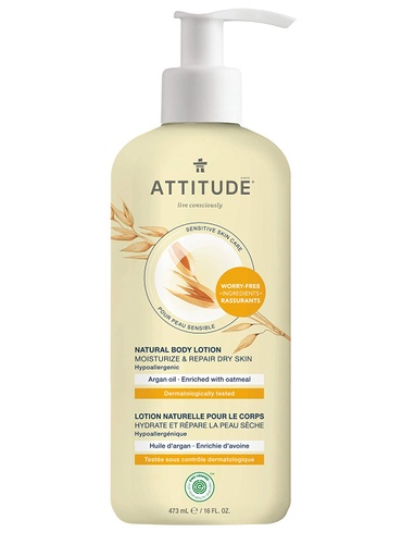 [166072-BB] Attitude Oatmeal Sensitive Body Lotion Argan 16oz