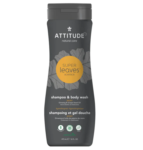 [166118-BB] Attitude Super Leaves 2 in 1 Shampoo & Body Sports 16oz