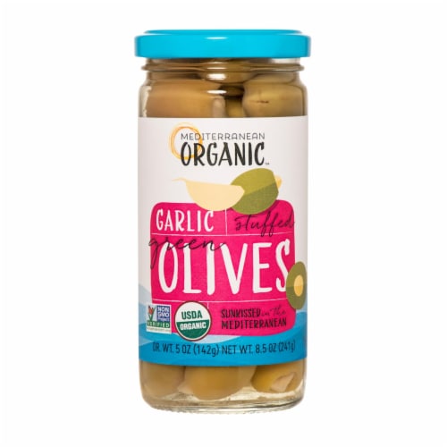 [202443-BB] Mediterranean Organic Garlic Stuffed Green Olives 8.5oz