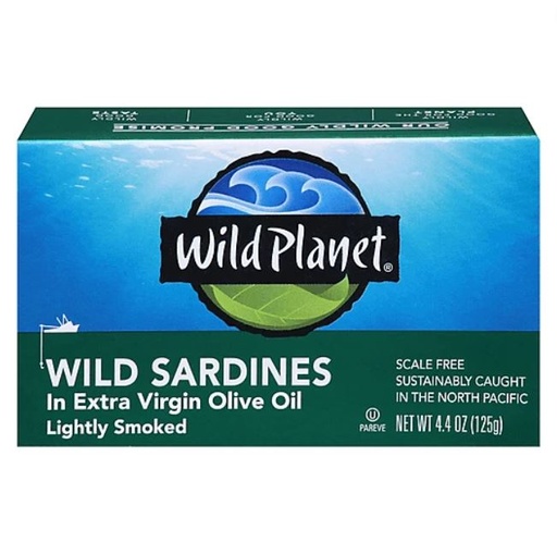 [202533-BB] Wild Planet Canned Lightly Smoked Wild Sardines in Extra Virgin Olive Oil 4.4oz