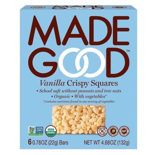 [204444-BB] Made Good Organic Vanilla Crispy Squares 4.68oz