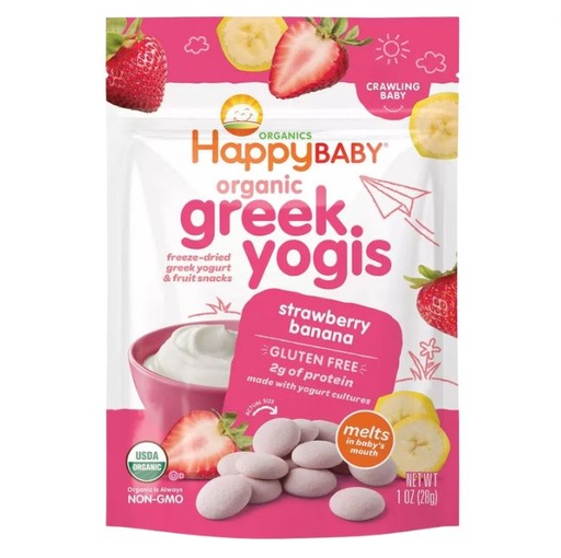 [204445-BB] Happy Baby Organic Strawberry Banana Greek Yogis Fruit Snack 1oz