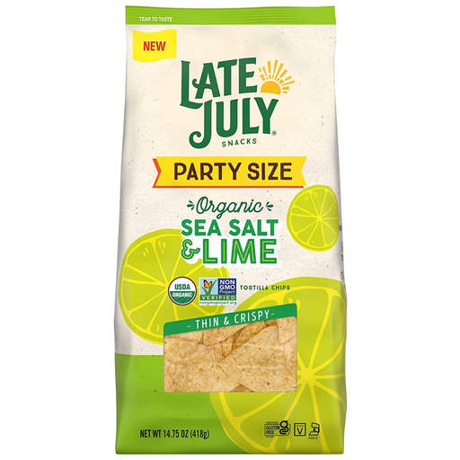 [204529-BB] Late July Snacks Organic Tortilla Chips Party Size Sea Salt and Lime 14.75oz