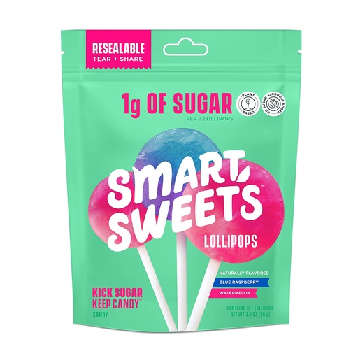 [204712-BB] Smartsweets Lollipops Watermelon and Raspberry 3oz