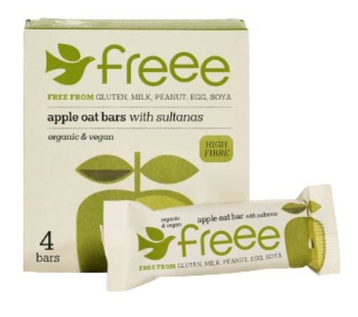 [204872-BB] FREEE by Doves Farm Gluten Free Organic Apple Oat Bars with Sultanas 4 x 35g